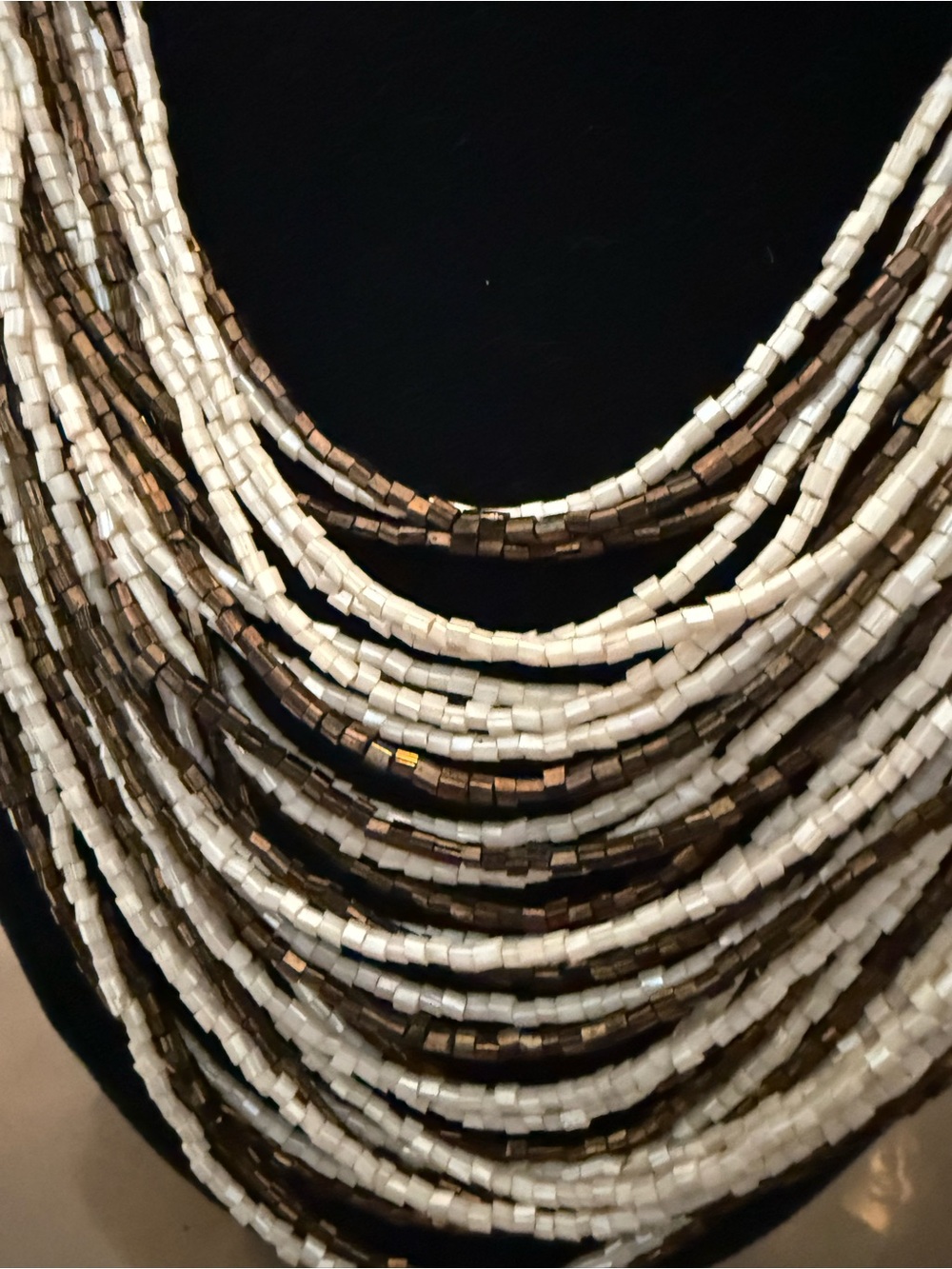 Multi-Strand Ivory and Bronze Seed Bead Necklace - Women Jewelry - Picture 2 of 3